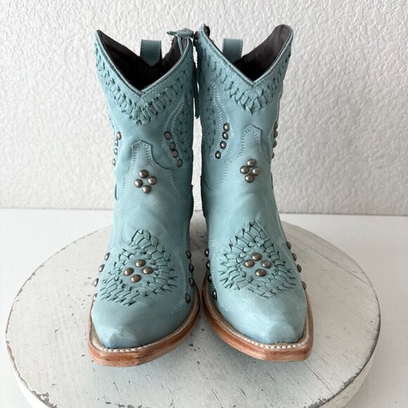 Lane COSSETTE Womens Cowboy Bootie Size 6 Western Cowgirl Blue Short Ankle Boots - Picture 5 of 12